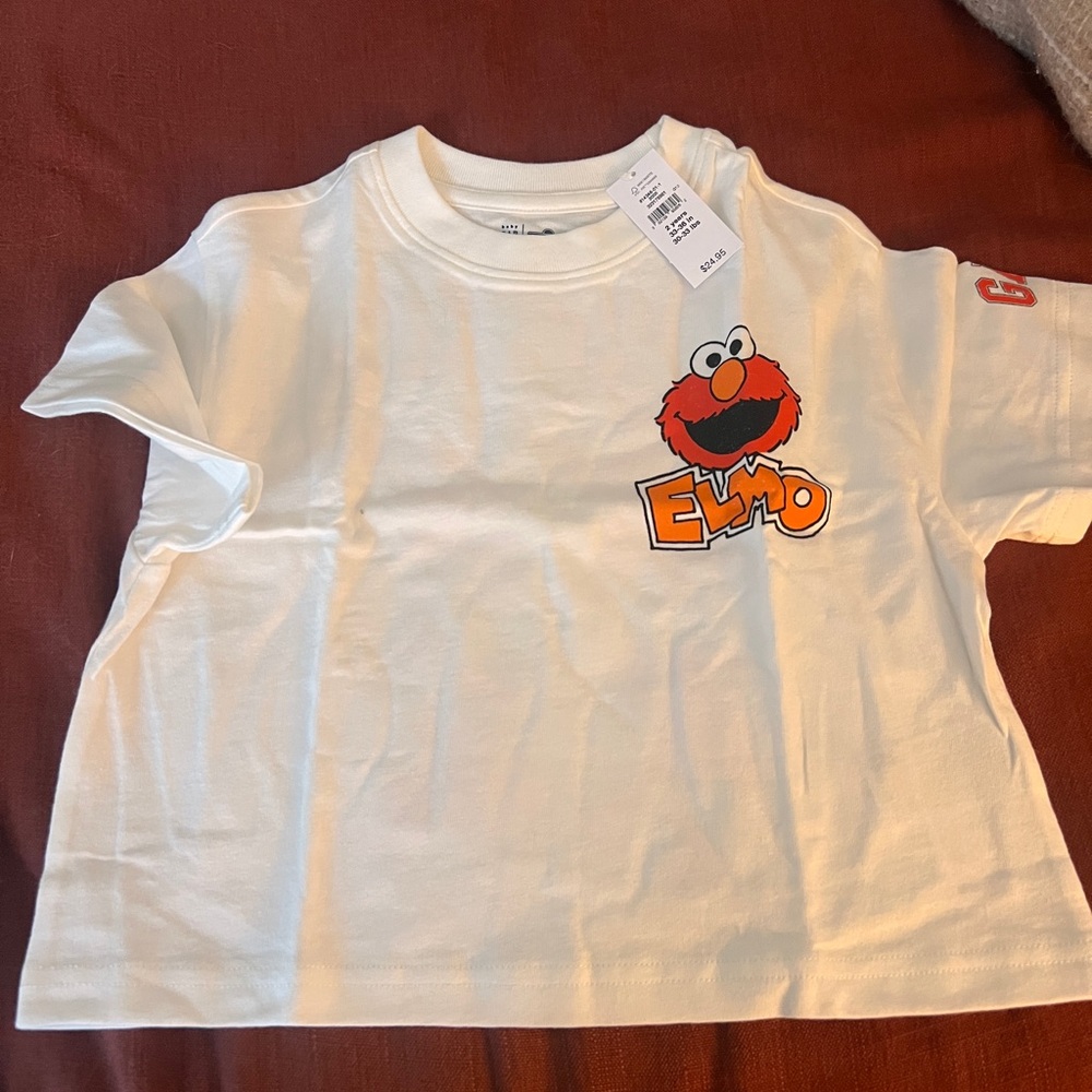 GAP Elmo Graphic White and Orange Kids T-Shirt